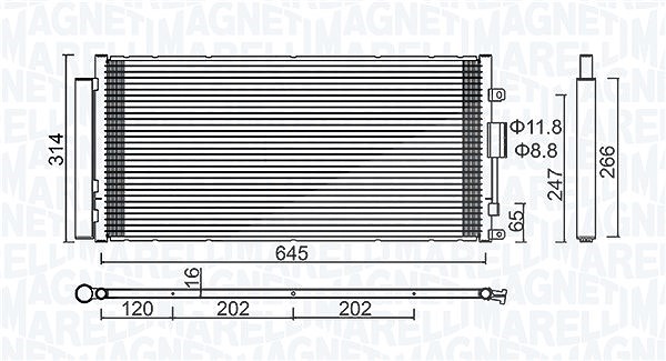 Magneti Marelli Kondensator, Klimaanlage [Hersteller-Nr. 350203644000] für Abarth