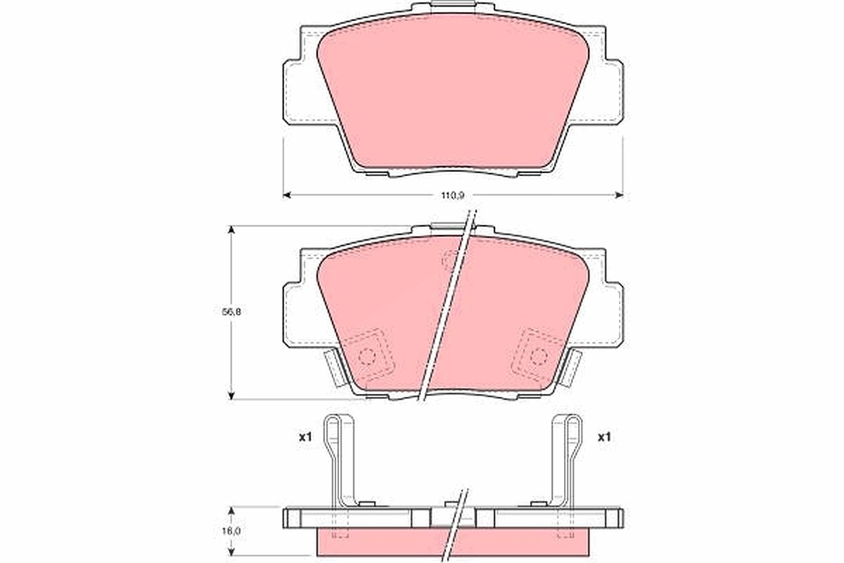 Trw Bremsbelagsatz, Scheibenbremse [Hersteller-Nr. GDB3039] für Honda, Acura