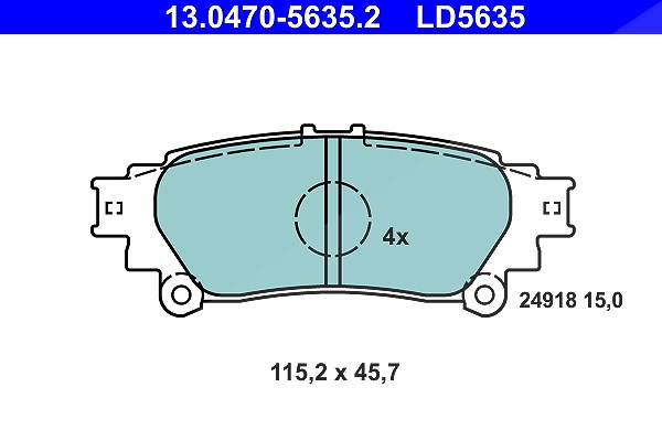 Ate CERAMIC Bremsbelagsatz hinten [Hersteller-Nr. 13.0470-5635.2] für Lexus, Toyota