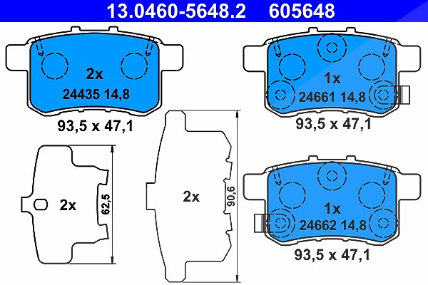 Ate Bremsbeläge hinten (Satz) [Hersteller-Nr. 13.0460-5648.2] für Honda