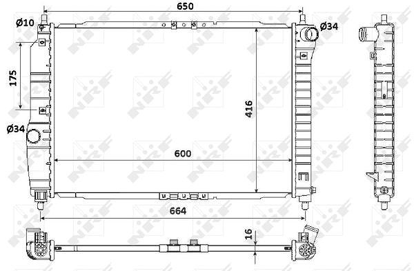 Nrf Kühler, Motorkühlung [Hersteller-Nr. 53902] für Daewoo, Chevrolet
