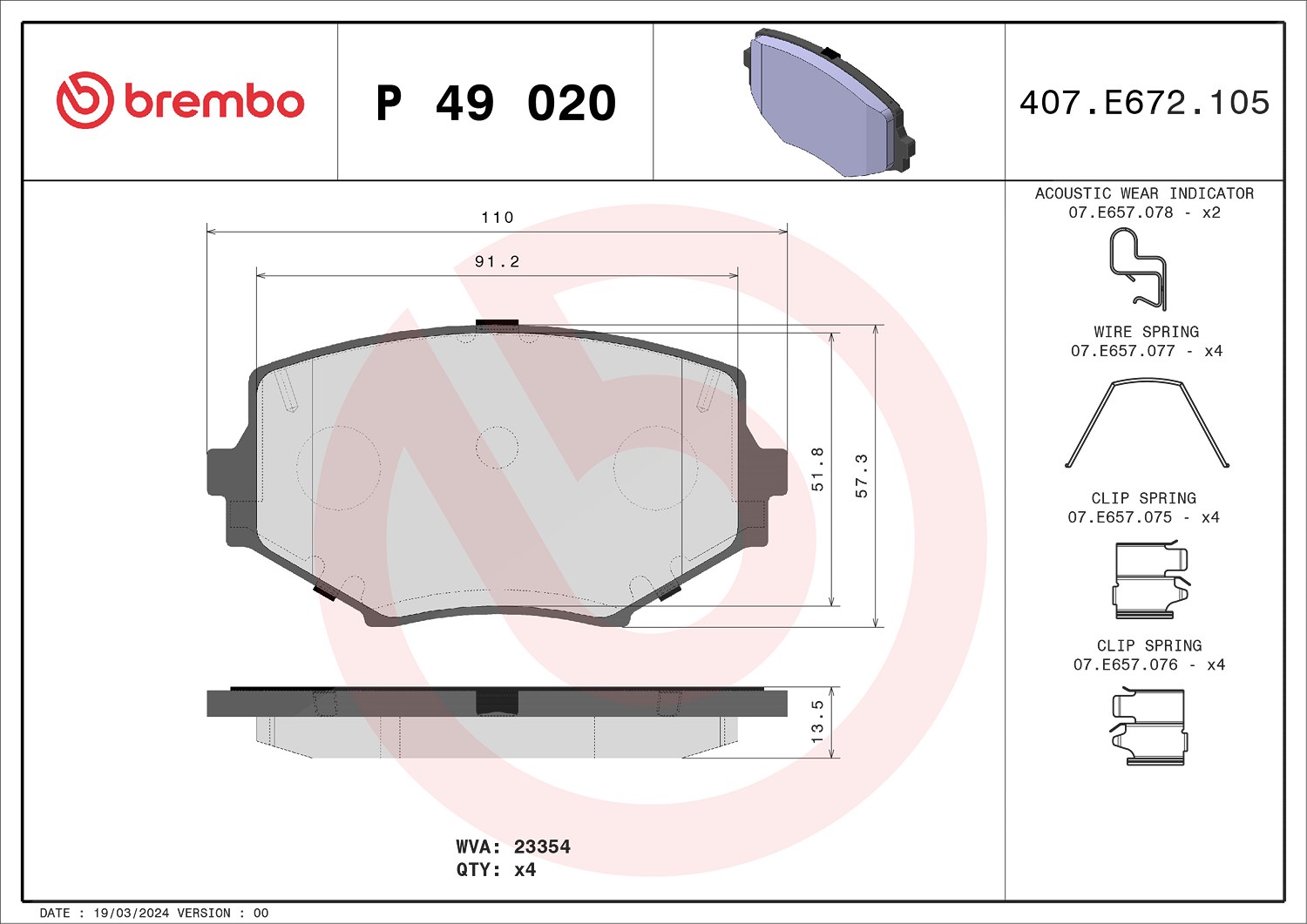 Brembo Bremsbelagsatz, Scheibenbremse [Hersteller-Nr. P49020] für Mazda, Eunos