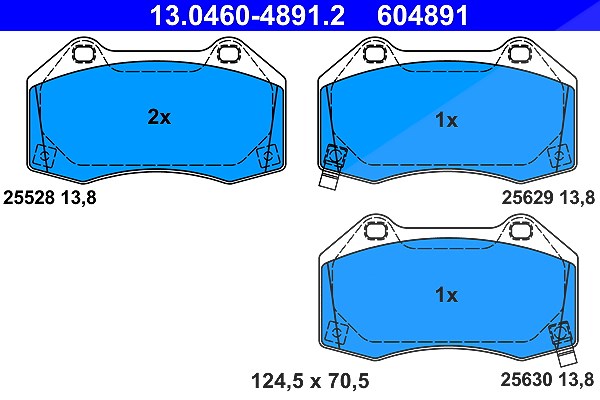 Ate Bremsbelagsatz, Scheibenbremse [Hersteller-Nr. 13.0460-4891.2] für Fiat, Abarth, Mazda