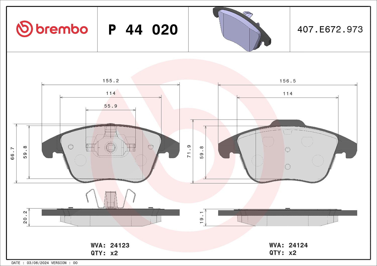 Brembo Bremsbelagsatz, Scheibenbremse [Hersteller-Nr. P44020] für Land Rover, Mg