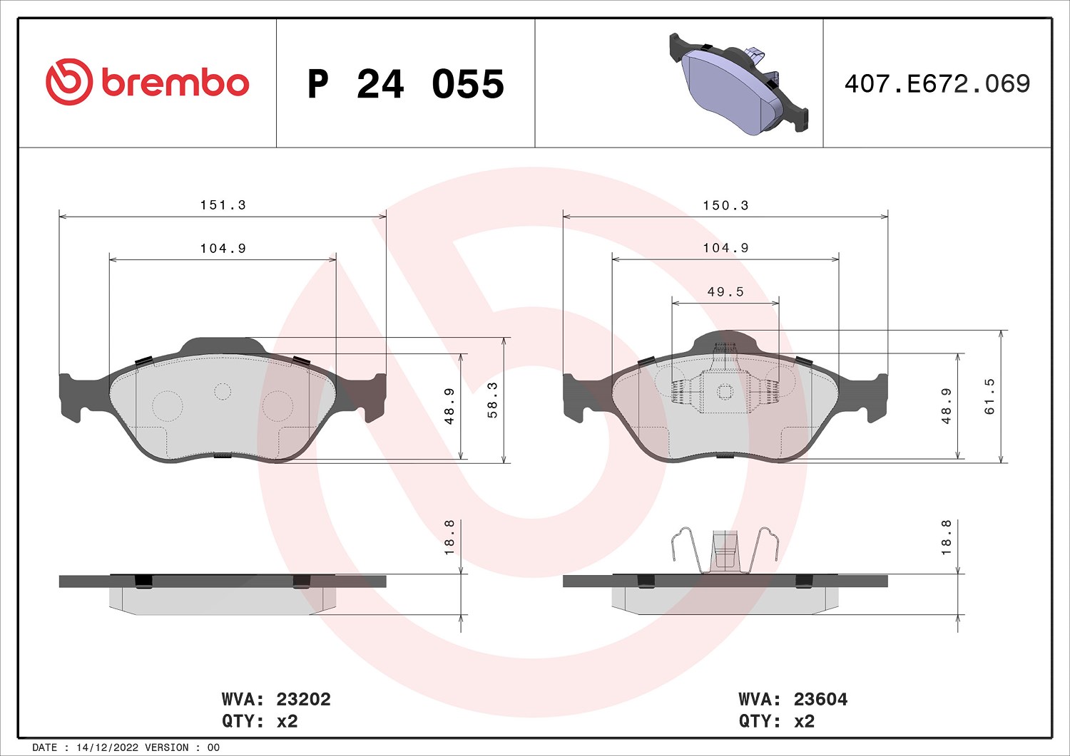 Brembo Bremsbelagsatz P 055X, Xtra, Vorne Größe 24 P 24 055X - Bild 12