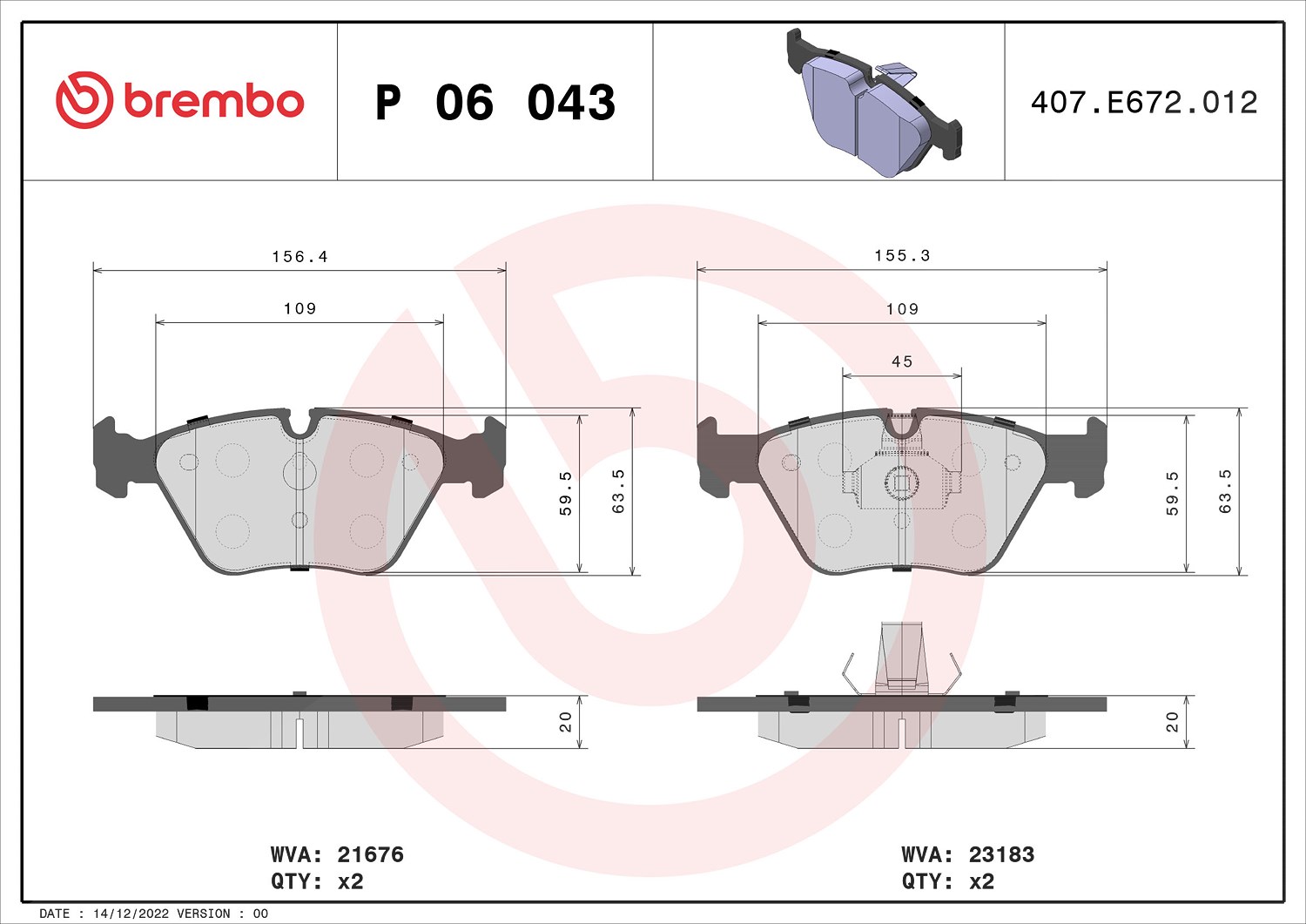 Für BREMBO P 06 043X HAM PADS. FRONT GR20,0 XTRA FRONT Teves BMW/MG/ROVER/WIESM - Bild 9