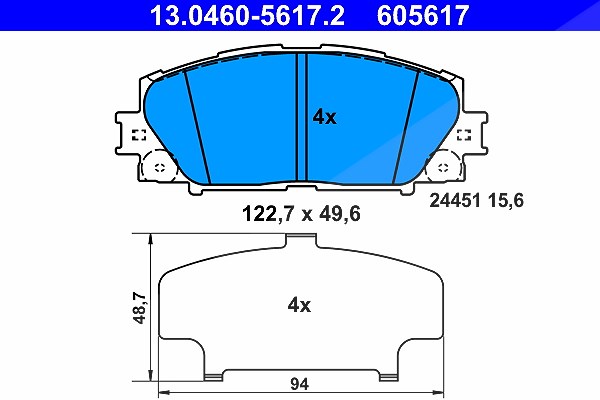 Ate Bremsbelagsatz, Scheibenbremse [Hersteller-Nr. 13.0460-5617.2] für Toyota, Lexus