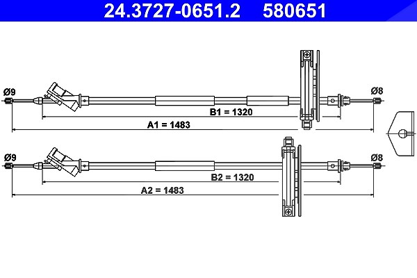 Ate Seilzug, Feststellbremse [Hersteller-Nr. 24.3727-0651.2] für Ford