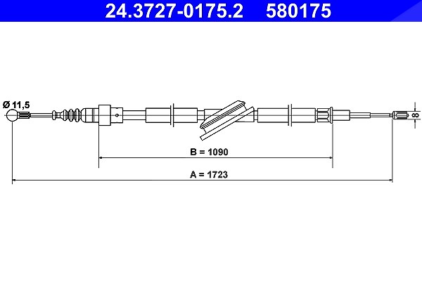 Ate Seilzug, Feststellbremse [Hersteller-Nr. 24.3727-0175.2] für VW, Audi, Skoda