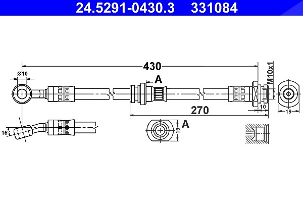 Ate Bremsschlauch [Hersteller-Nr. 24.5291-0430.3] für Suzuki, Subaru, Vauxhall, Opel