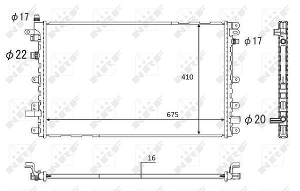Nrf Kühler, Motorkühlung [Hersteller-Nr. 58569] für Vauxhall, Opel, Chevrolet