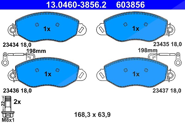 Ate Bremsbelagsatz, Scheibenbremse [Hersteller-Nr. 13.0460-3856.2] für Nissan