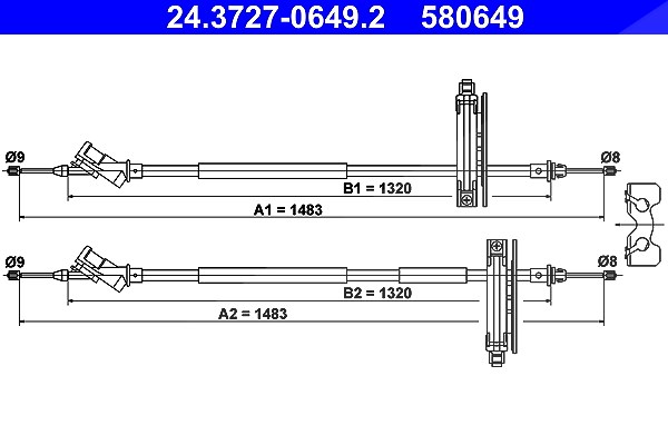 Ate Seilzug, Feststellbremse [Hersteller-Nr. 24.3727-0649.2] für Ford