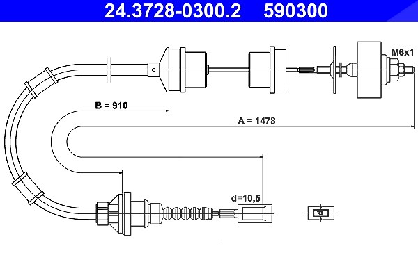 Ate Seilzug, Kupplungsbetätigung [Hersteller-Nr. 24.3728-0300.2] für Citroën, Fiat, Peugeot