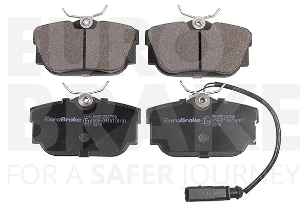 Eurobrake Satz Bremsbeläge Hinterachse+Warnkontakt [Hersteller-Nr. 5502224759] für VW