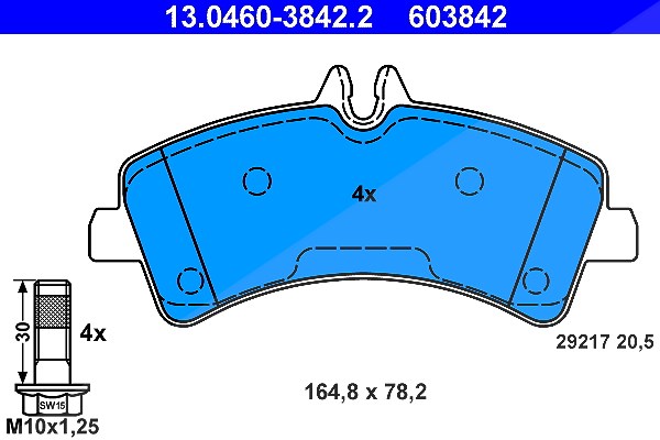 Ate Bremsbeläge hinten (Satz) [Hersteller-Nr. 13.0460-3842.2] für VW, Mercedes-Benz