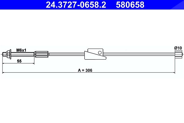 Ate Seilzug, Feststellbremse [Hersteller-Nr. 24.3727-0658.2] für Ford, Mazda