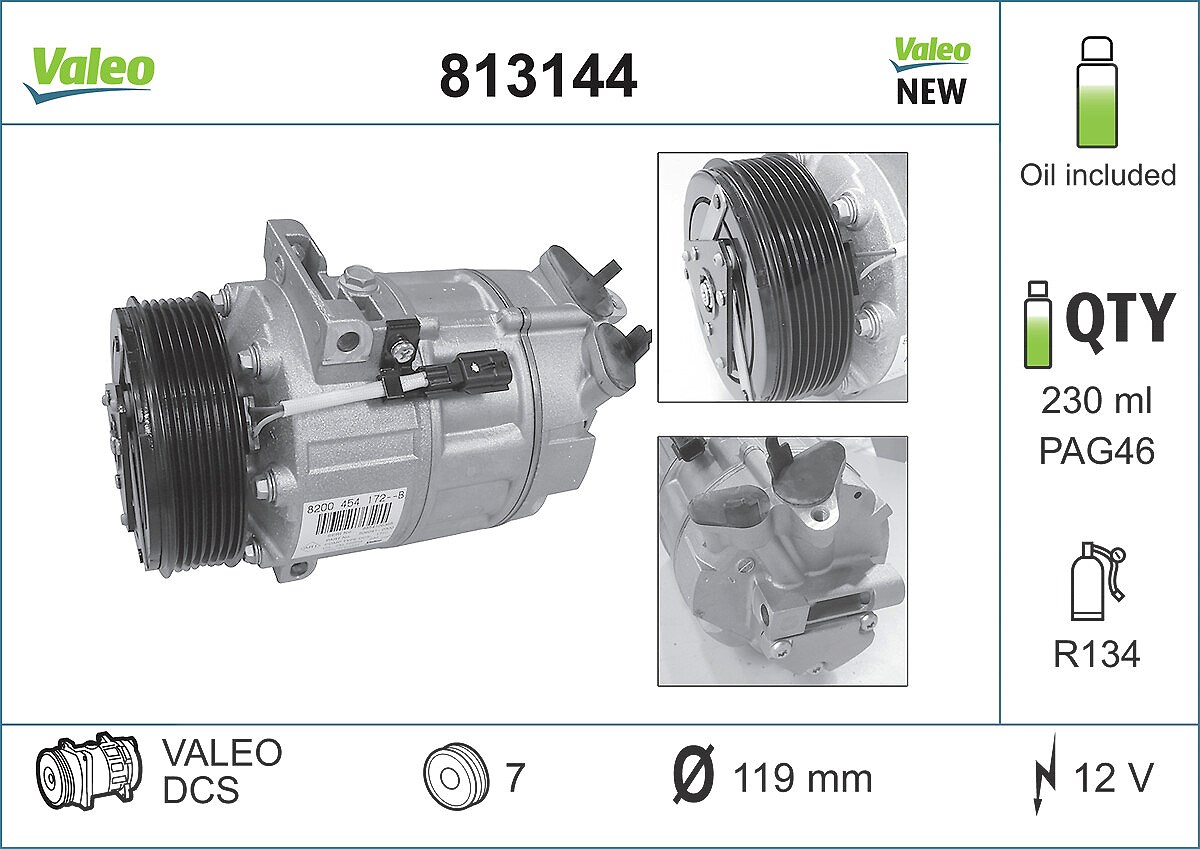 Valeo Kompressor, Klimaanlage [Hersteller-Nr. 813144] für Vauxhall, Opel, Renault