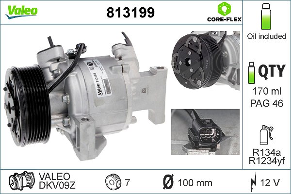 Valeo Kompressor, Klimaanlage [Hersteller-Nr. 813199] für Smart, Renault