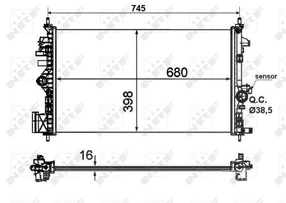 Nrf Kühler, Motorkühlung [Hersteller-Nr. 53773] für Vauxhall, Saab, Opel