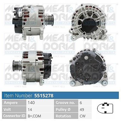 Meat & Doria Generator [Hersteller-Nr. 5515278] für Seat, Skoda, VW, Audi, Vauxhall