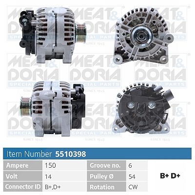 Meat & Doria Generator [Hersteller-Nr. 5510398] für Lancia, Fiat, Mitsubishi, Peugeot, Citroën