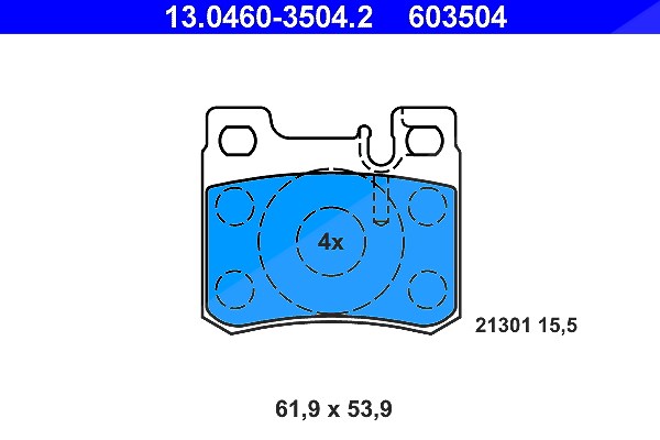 Ate Bremsbelagsatz hinten [Hersteller-Nr. 13.0460-3504.2] für Mercedes-Benz