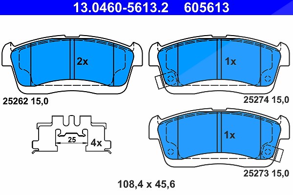 Ate Bremsbelagsatz, Scheibenbremse [Hersteller-Nr. 13.0460-5613.2] für Subaru, Daihatsu