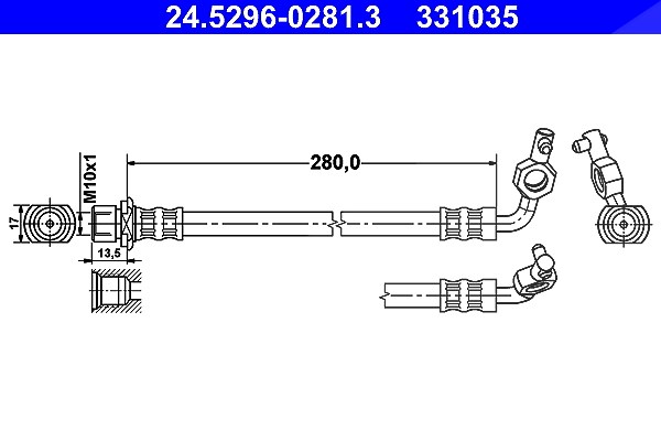 Ate Bremsschlauch [Hersteller-Nr. 24.5296-0281.3] für Toyota