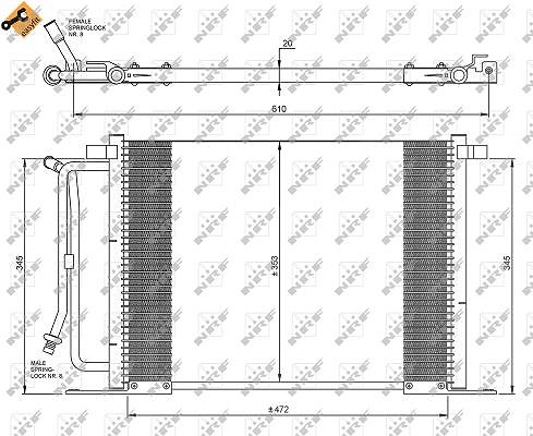 Nrf Kondensator 505 x 360 x 22 mm [Hersteller-Nr. 35250] für Ford, Mazda