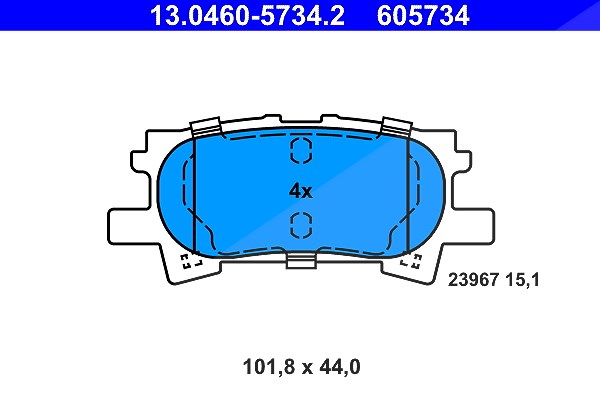 Ate Bremsbelagsatz, Scheibenbremse [Hersteller-Nr. 13.0460-5734.2] für Lexus, Toyota