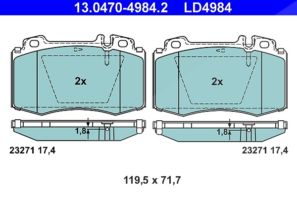 Ate CERAMIC Bremsbelagsatz vorne [Hersteller-Nr. 13.0470-4984.2] für Mercedes-Benz