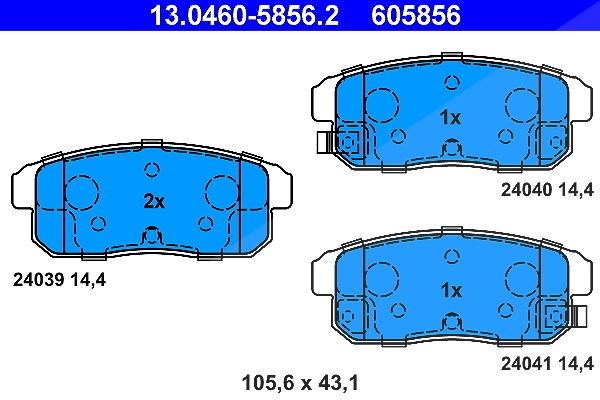 Ate Bremsbelagsatz, Scheibenbremse [Hersteller-Nr. 13.0460-5856.2] für Mazda, Suzuki