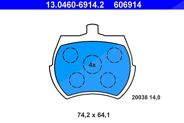 Ate Bremsbelagsatz, Scheibenbremse [Hersteller-Nr. 13.0460-6914.2] für Rover, Austin