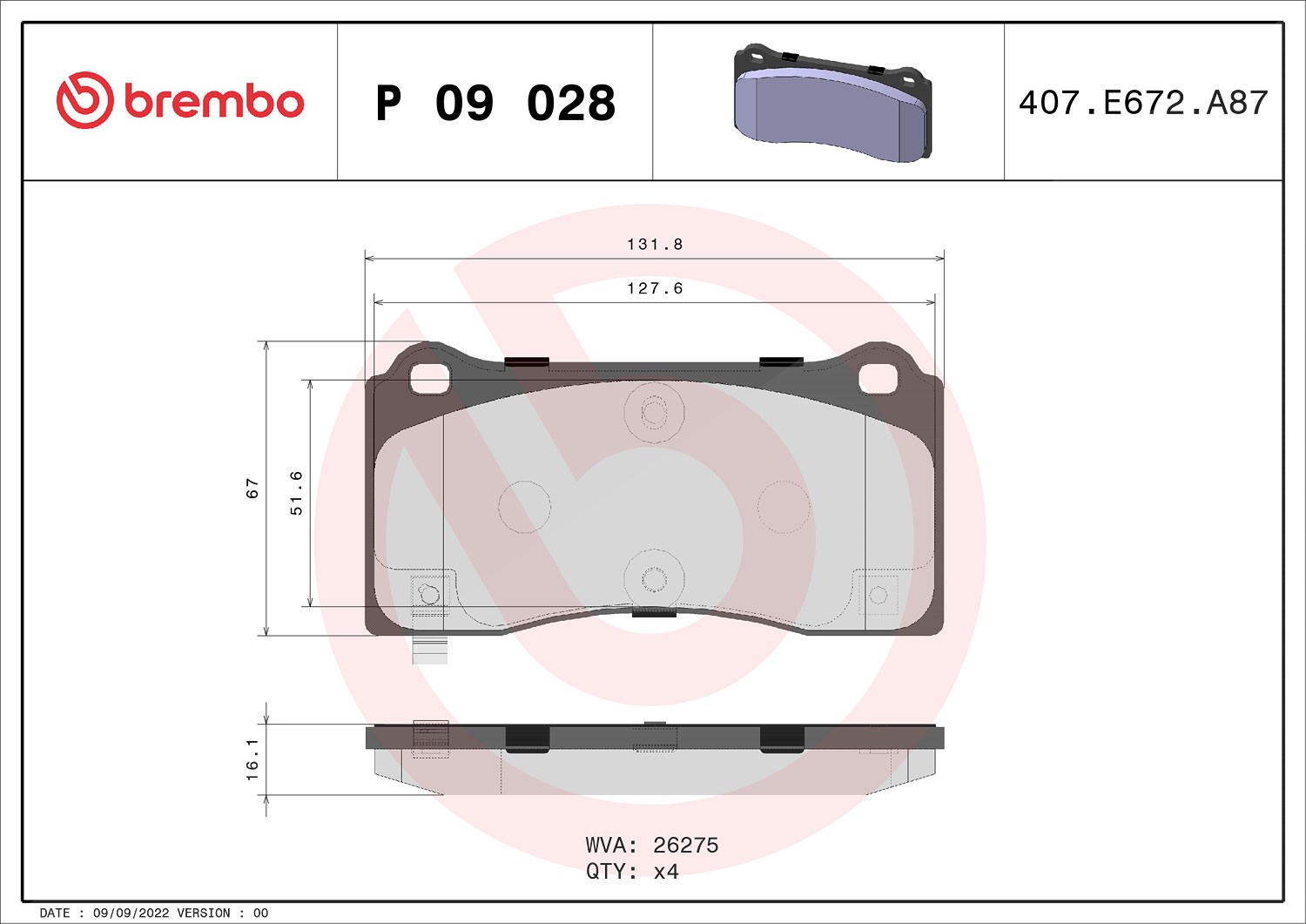 Für BREMBO P 09 028 Brake Pad Set, disc brake P 09 028 Brake pads set front (wi - Bild 10