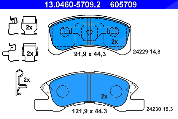 Ate Bremsbeläge vorne (Satz) [Hersteller-Nr. 13.0460-5709.2] für Daihatsu, Mitsubishi