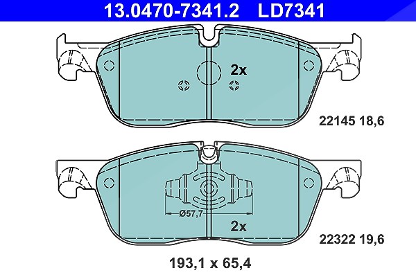 Ate CERAMIC Bremsbelagsatz vorne [Hersteller-Nr. 13.0470-7341.2] für Land Rover, Jaguar