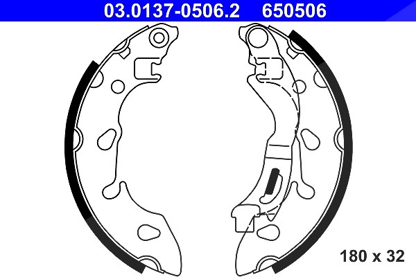Ate Bremsbackensatz [Hersteller-Nr. 03.0137-0506.2] für Ford, Fiat