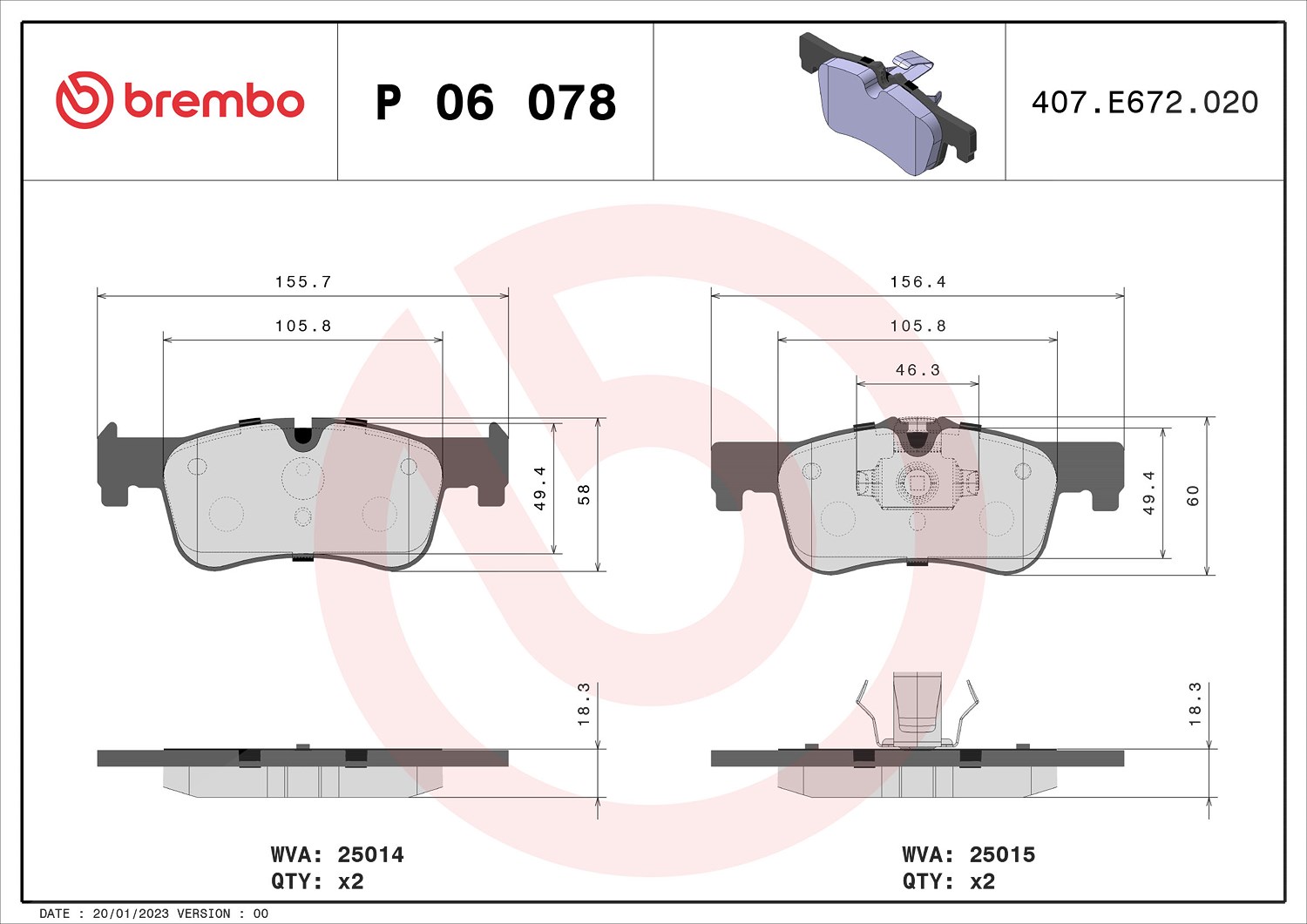 Brembo Bremsbelagsatz, Scheibenbremse [Hersteller-Nr. P06078X] für BMW