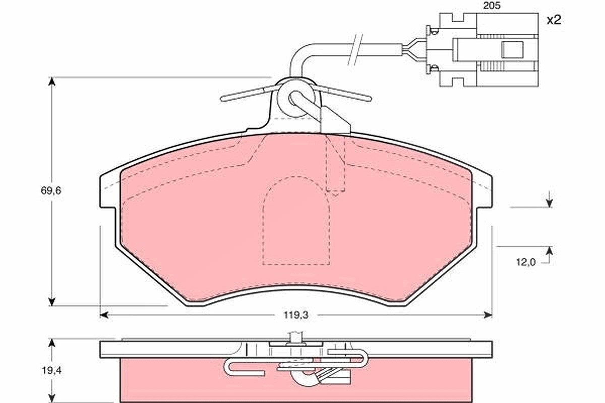 Trw Bremsbelagsatz, Scheibenbremse [Hersteller-Nr. GDB1057] für VW, Audi