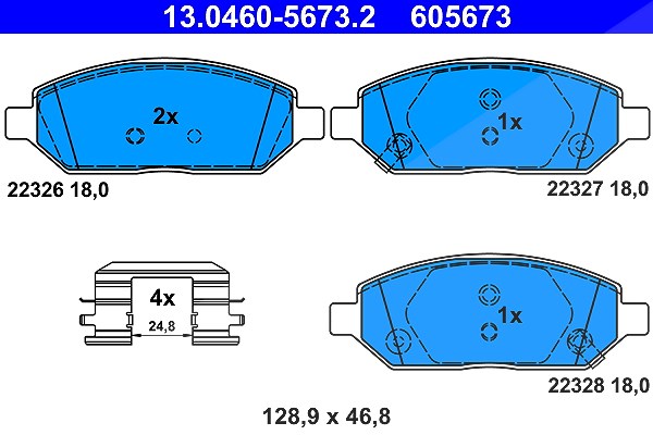 Ate Bremsbelagsatz, Scheibenbremse [Hersteller-Nr. 13.0460-5673.2] für Vauxhall, Opel
