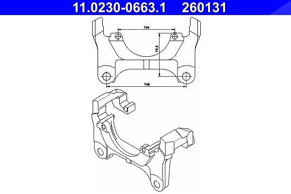 Ate Halter, Bremssattel [Hersteller-Nr. 11.0230-0663.1] für VW, Audi, Skoda