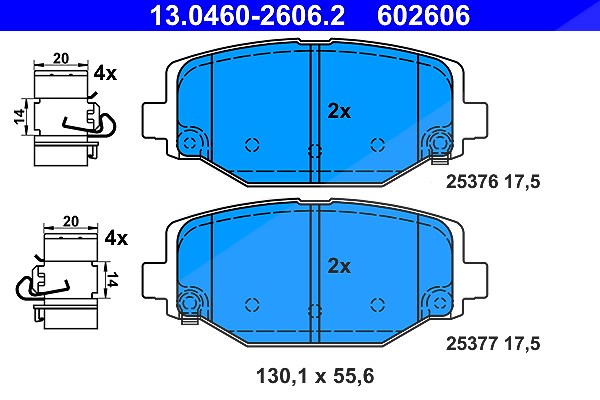 Ate Bremsbelagsatz, Scheibenbremse [Hersteller-Nr. 13.0460-2606.2] für Fiat, Lancia
