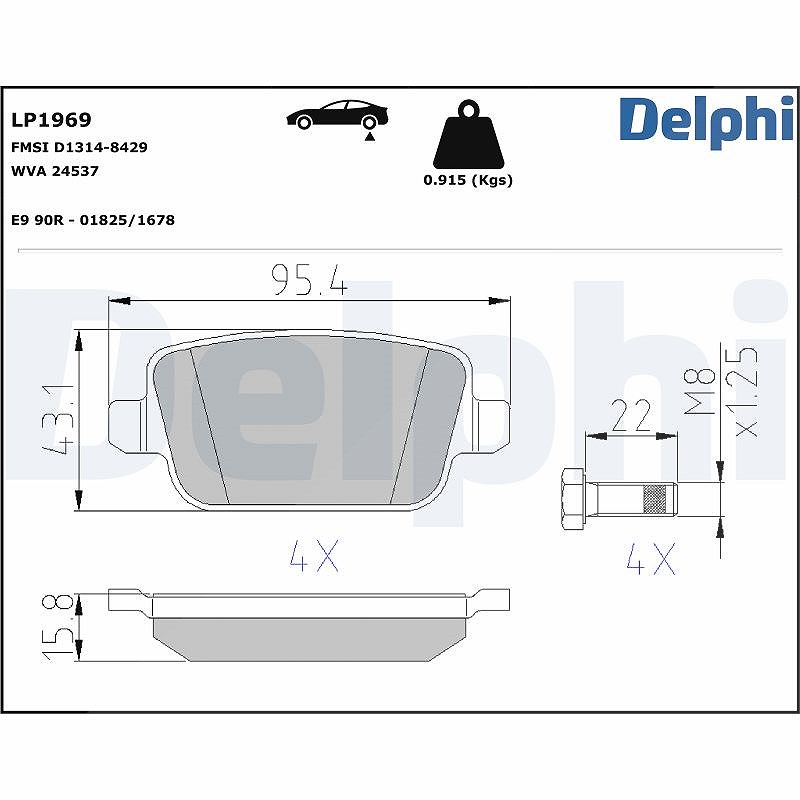 Delphi Bremsbeläge hinten (Satz) [Hersteller-Nr. LP1969] für Land Rover, Ford, Volvo