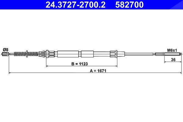 Ate Seilzug, Feststellbremse [Hersteller-Nr. 24.3727-2700.2] für VW, Seat