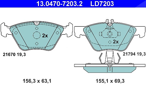 Ate CERAMIC Bremsbelagsatz vorne [Hersteller-Nr. 13.0470-7203.2] für Mercedes-Benz
