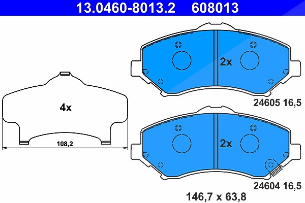 Ate Bremsbelagsatz, Scheibenbremse [Hersteller-Nr. 13.0460-8013.2] für Jeep