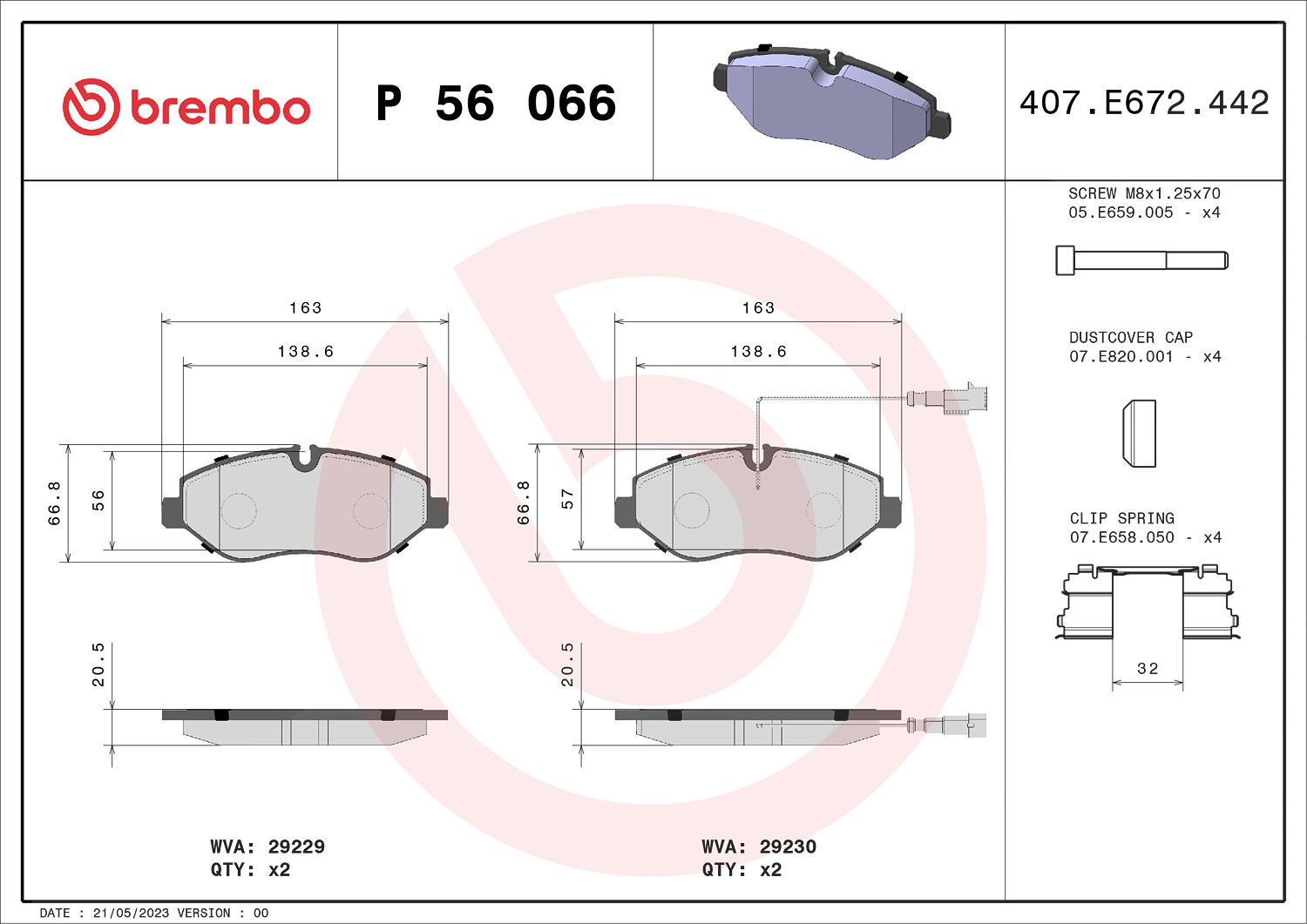 Brembo Bremsbelagsatz, Scheibenbremse [Hersteller-Nr. P56066] für Nissan