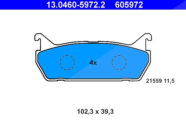 Ate Bremsbelagsatz hinten [Hersteller-Nr. 13.0460-5972.2] für Daihatsu, Suzuki, Mazda