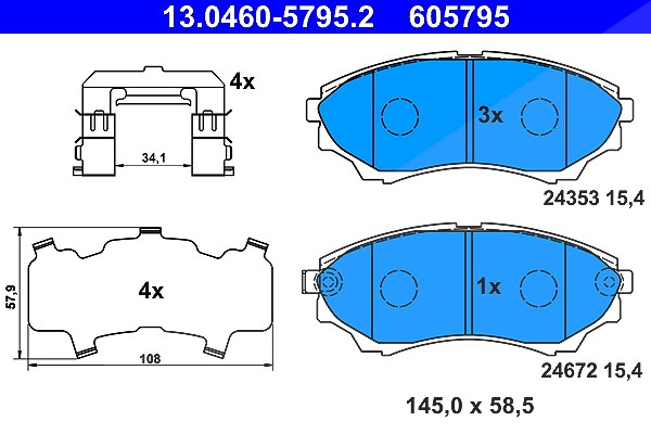 Ate Bremsbelagsatz, Scheibenbremse [Hersteller-Nr. 13.0460-5795.2] für Mazda, Ford